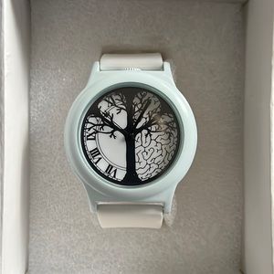 White watch, brand new, neoprene type band, smoke and pet free